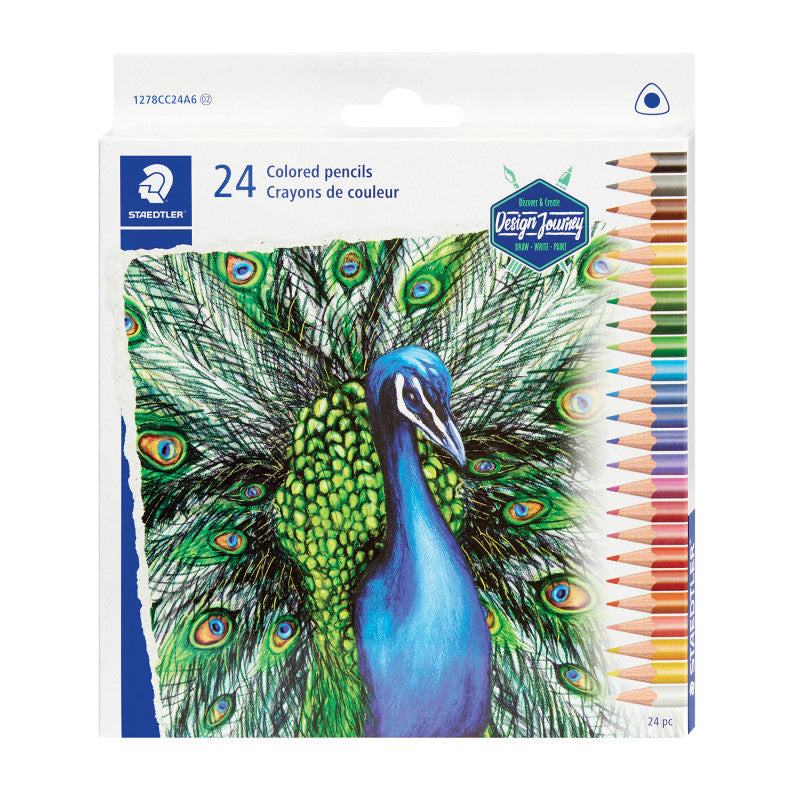 Triangular colored pencils, 24 colors