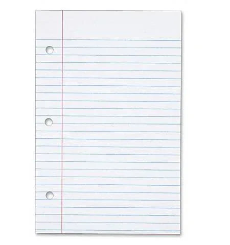 Notebook Filler Paper Wide Margin 10.5" x 8" , 3 Hole Punch 200 Sheets