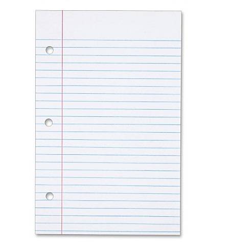 Notebook Filler Paper Wide Margin 10.5" x 8" , 3 Hole Punch 200 Sheets