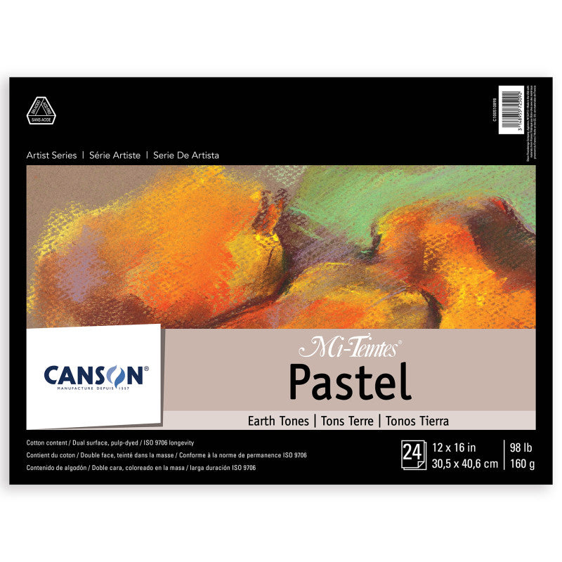 Artist Series Mi-Teintes Pastel Pad, Earth Tones, Foldover Binding, 24 Sheet, 12x16 inch, 1 Count