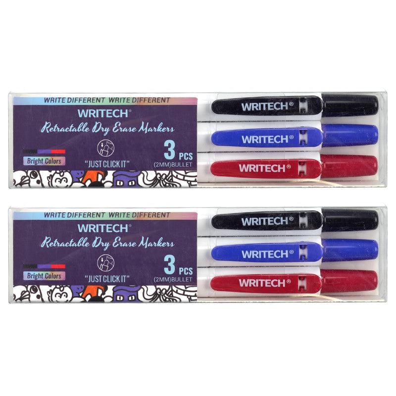 Retractable Dry Erase Markers, Assorted Colors, Fine Point, 2 Sets