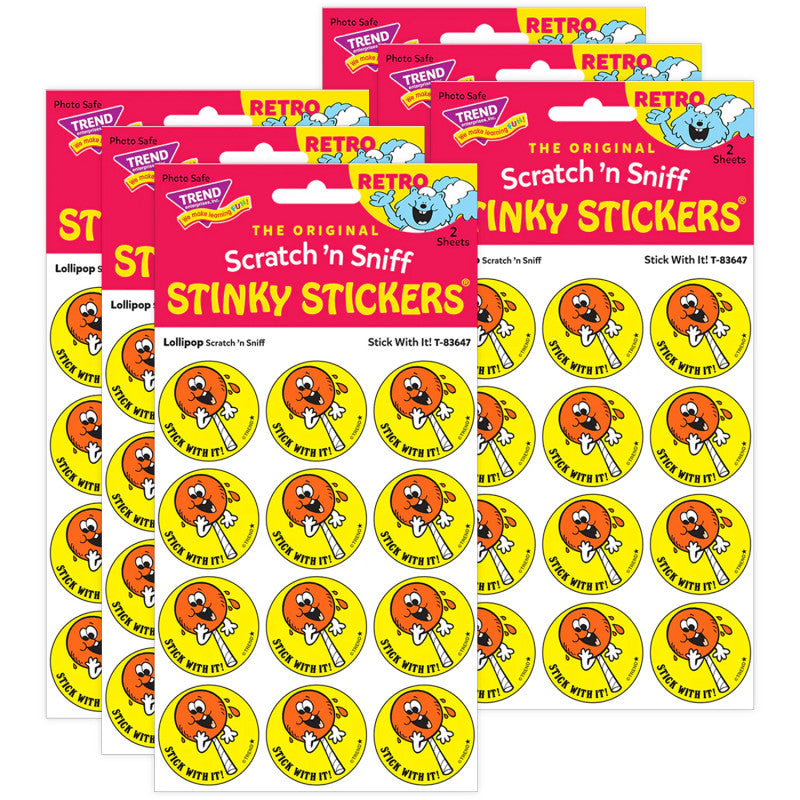 Stick With It!/Lollipop scent Retro Scratch 'n Sniff Stinky StickersÂ®, 24 Per Pack, 6 Packs