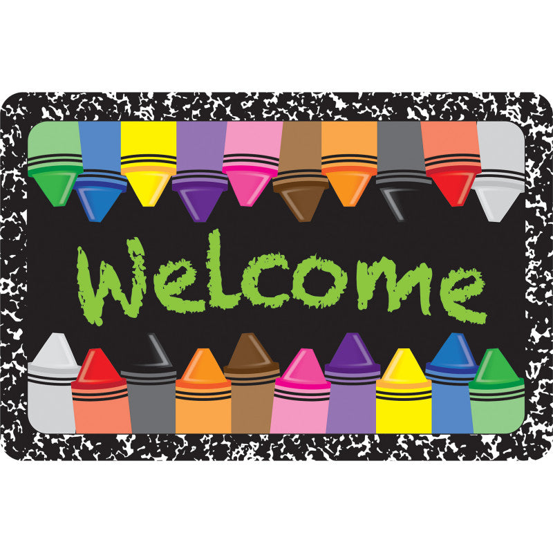 The Original Fun Mat&trade;, Welcome Mat, 15.5" x 23.5", Welcome Crayons Composition