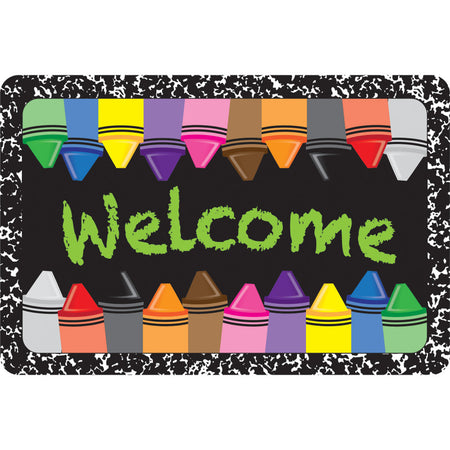The Original Fun Mat&trade;, Welcome Mat, 15.5" x 23.5", Welcome Crayons Composition
