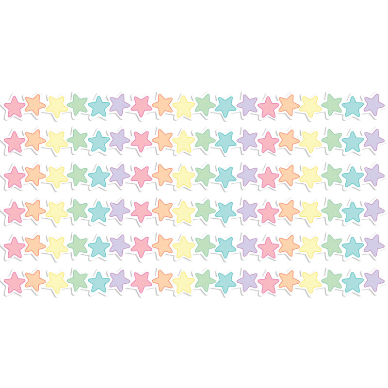 Pastel Pop Stars Die-Cut Border Trim, 35 Feet Per Pack, 6 Packs