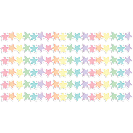Pastel Pop Stars Die-Cut Border Trim, 35 Feet Per Pack, 6 Packs