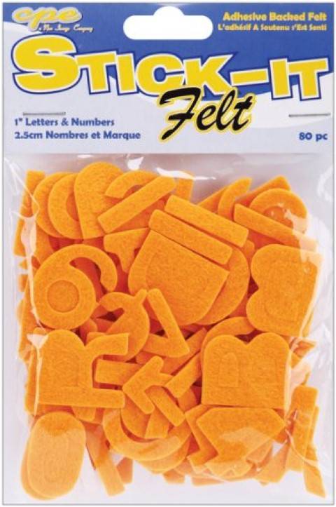 Stick It Felt 1" Numbers & Letters Gold 80 per pack