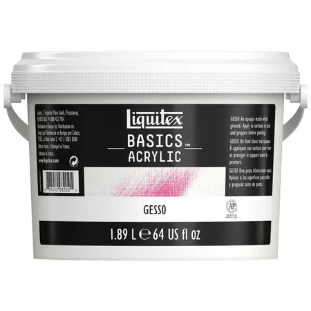 BASICS Gesso Surface Prep Medium, 0.5 gal (64 oz) Bucket, White