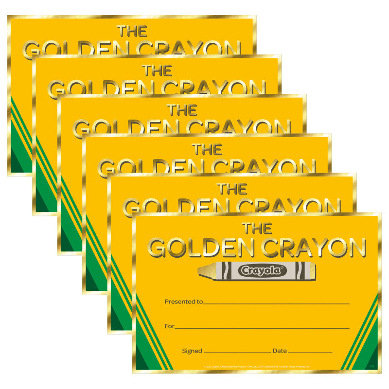 Crayola&reg; Gold Crayon Recognition Award, 36 Per Pack, 6 Packs