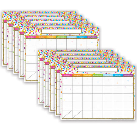 Smart Poly&reg; PosterMat Pals&trade; Space Savers, 13" x 9-1/2", Calendar Confetti Style, Pack of 10