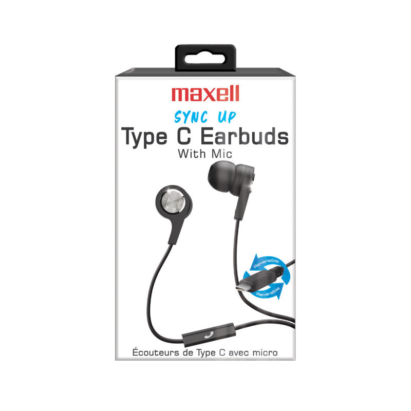 Sync Up Type-C&reg; Wired Earbuds with Microphone, Black