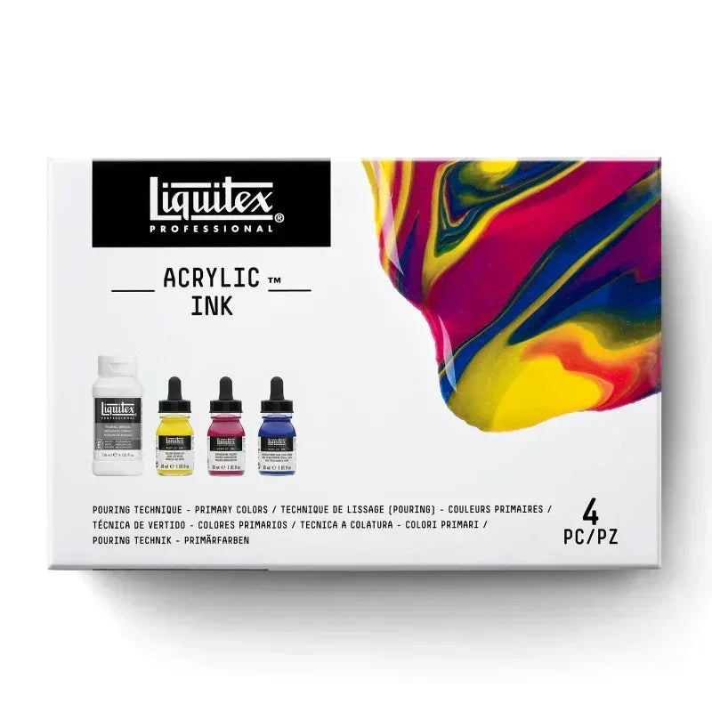 Professional Acrylic Ink, Pouring Technique, Primary Colors Set