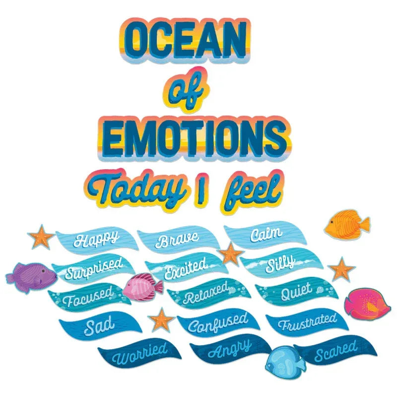 Seas the Day Ocean of Emotions Mini Bulletin Board Set, 31 Pieces