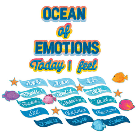 Seas the Day Ocean of Emotions Mini Bulletin Board Set, 31 Pieces