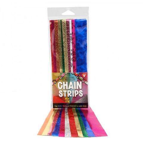 Hygloss Gummed Paper Shape Embossed Metallic Chain 1" x 8" Strips, 96 Per Pack (17018)