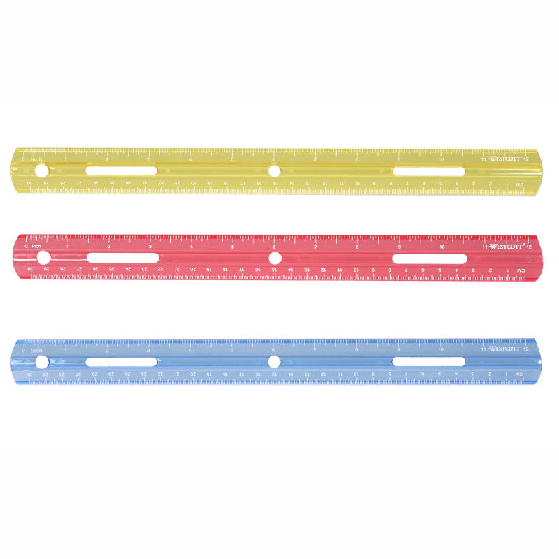 12" Plastic Ruler, Assorted Colors (No Color Choice)