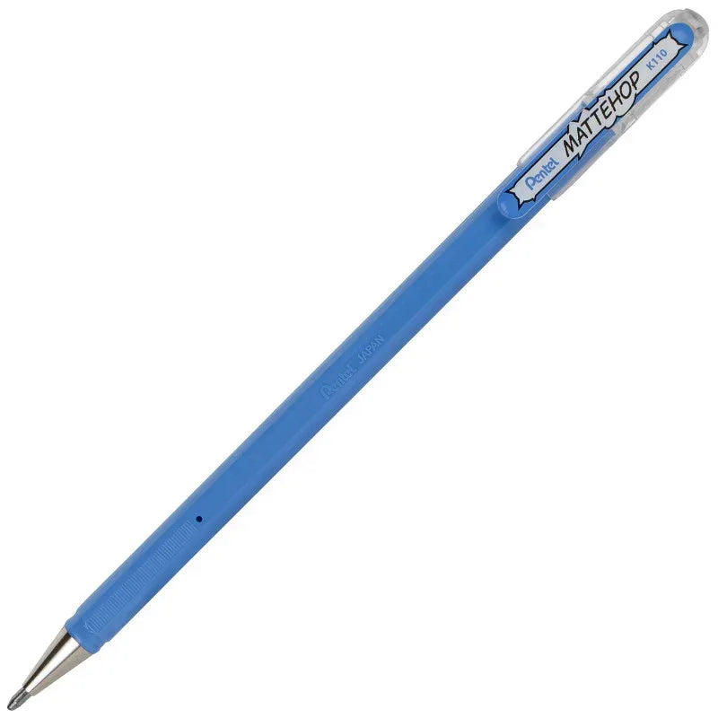 Hybrid MATTEHOP Gel Roller, 1.0mm, Matte Sky Blue Ink, Pack of 12