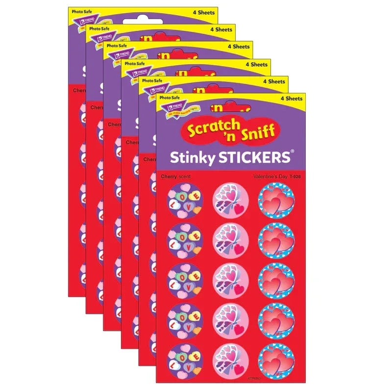 Valentine's Day/Cherry Stinky Stickers&reg;, 60 Per Pack, 6 Packs