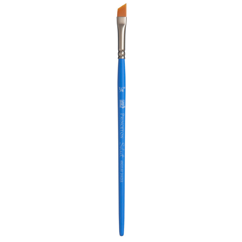 Select Artiste Angle Shader Brush, Synthetic Bristles, Short Handle Mixed Media Paintbrush, Jewel Blue, Size 1/4 inch, 1 Count