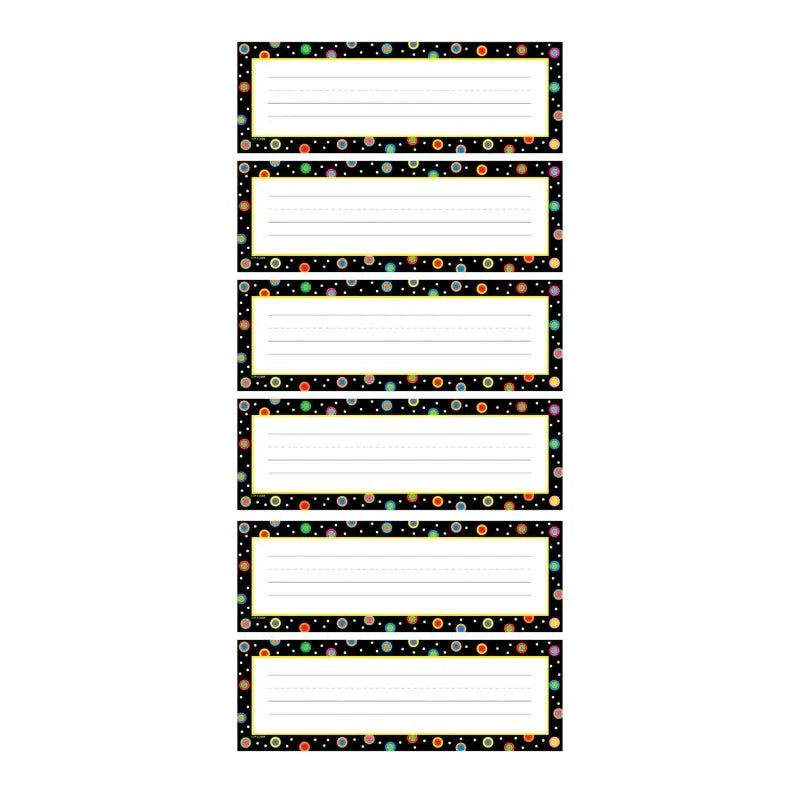 Dots on Black Name Plates, 36 Per Pack, 6 Packs