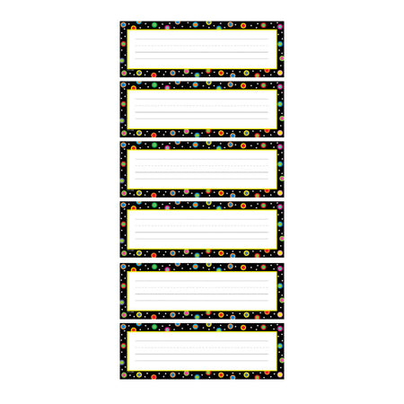 Dots on Black Name Plates, 36 Per Pack, 6 Packs