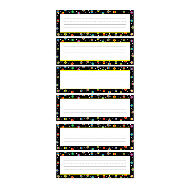 Dots on Black Name Plates, 36 Per Pack, 6 Packs