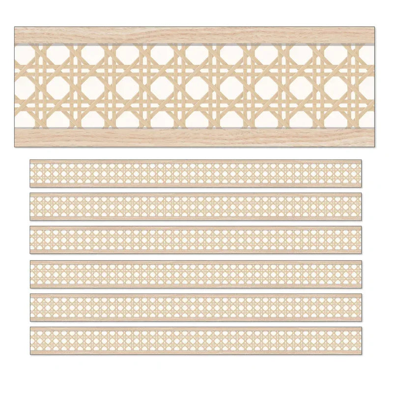 True to You Woven Cane Straight Bulletin Board Borders, 36 Feet Per Pack, 6 Packs