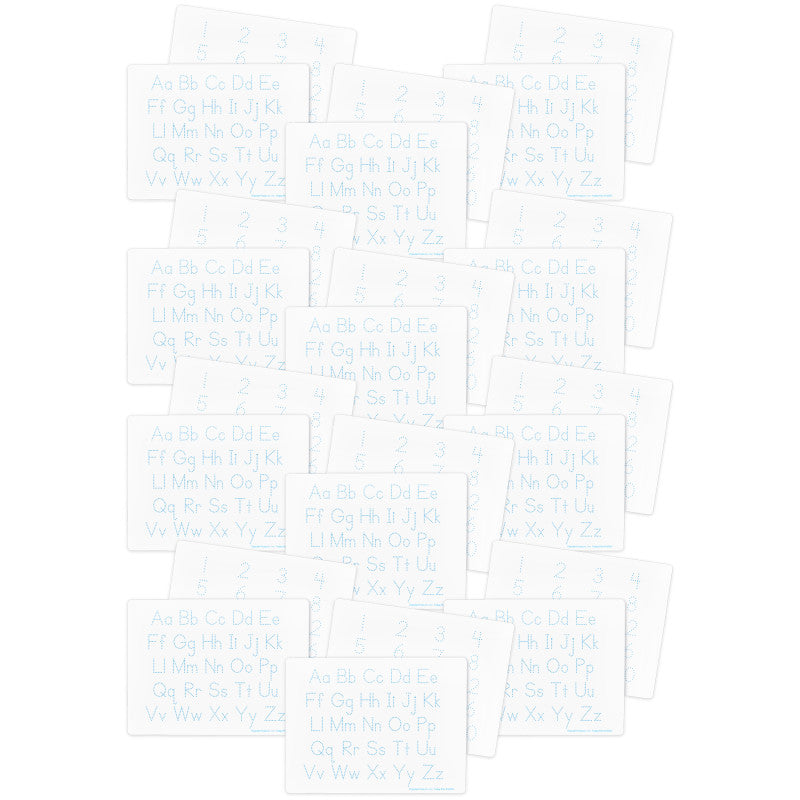 Two-Sided Dry Erase Learning Mat, 9" x 12", Letters & Numbers, Pack of 24