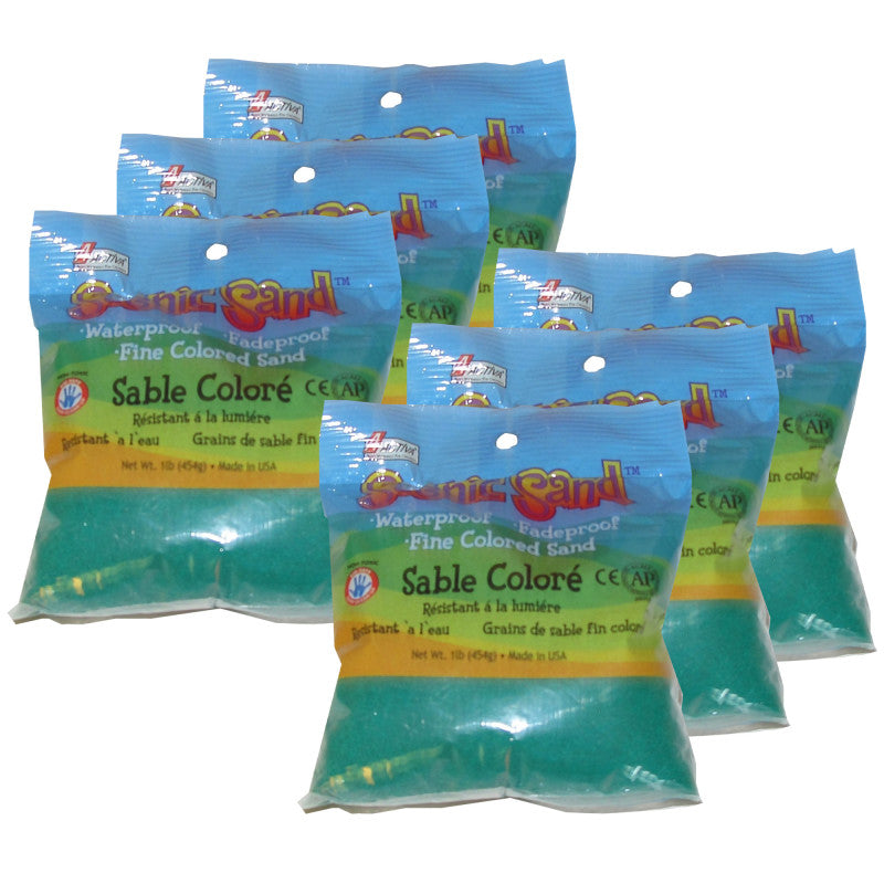 Scenic Sandâ¢ Craft Colored Sand, Vivid Green, 1lb (454g) Bag, Pack of 6