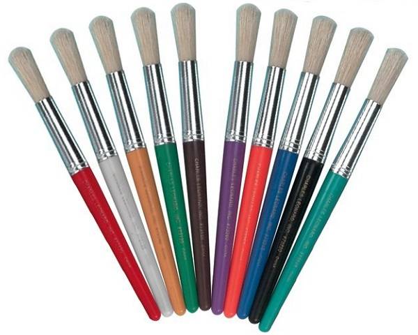 Creative Arts by Charles Leonard Stubby Round Paint Brushes, Assorted Colors, 10/Set