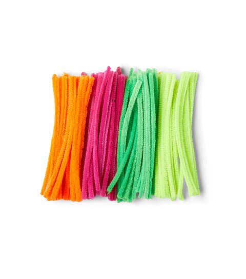 6 Inch x 4mm Chenille Stems Pipe Cleaners 100-Piece Neon Assortment Color