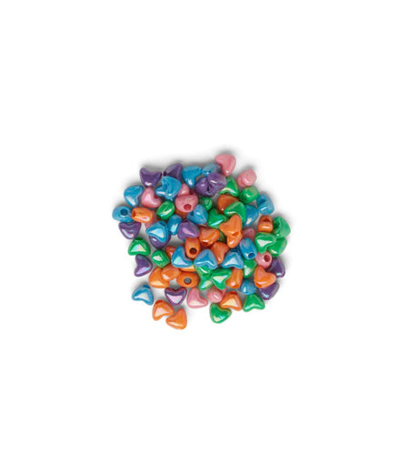 7mm Acrylic Heart Pony Beads - Iridescent Pastel - Approx. 225/pkg.