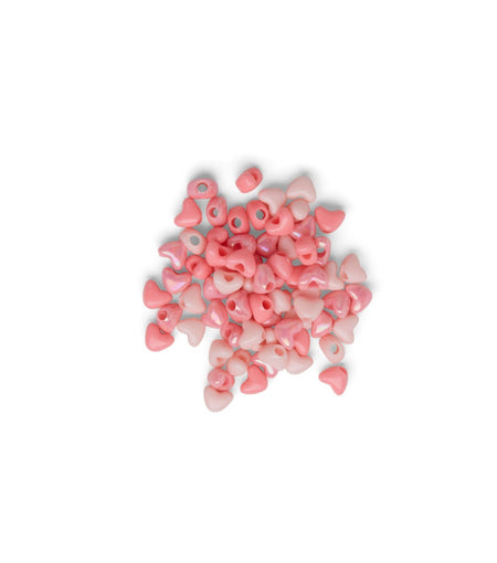 7mm Acrylic Heart Pony Beads - Pink Iridescent - Approx. 225/pkg.