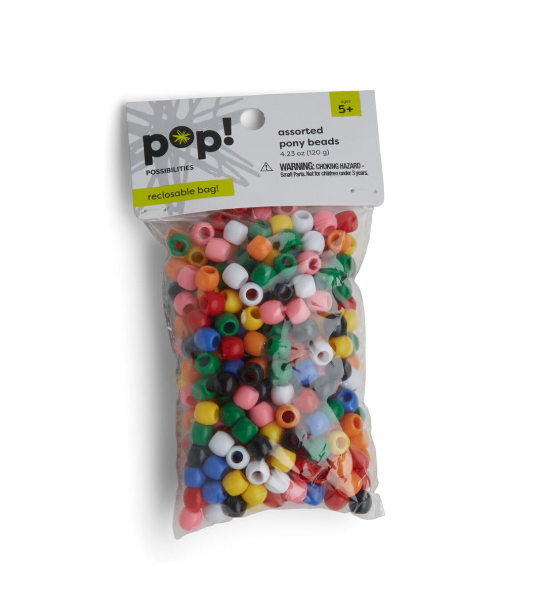 Large Hole Pony Beads - 8 x 10 mm. Opaque Multi -Approx. 320/pkg