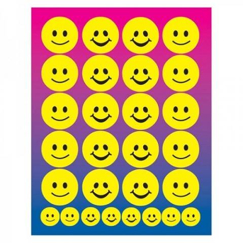 Hygloss Smiley Faces Stickers, 1" Yellow 25 Sheets (1830-1)