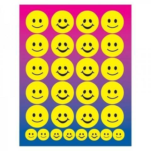 Hygloss Smiley Faces Stickers, 1" Yellow 3 Sheets (1830)