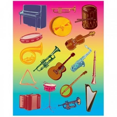 Hygloss Musical Instruments Stickers 3 Sheets (1831)