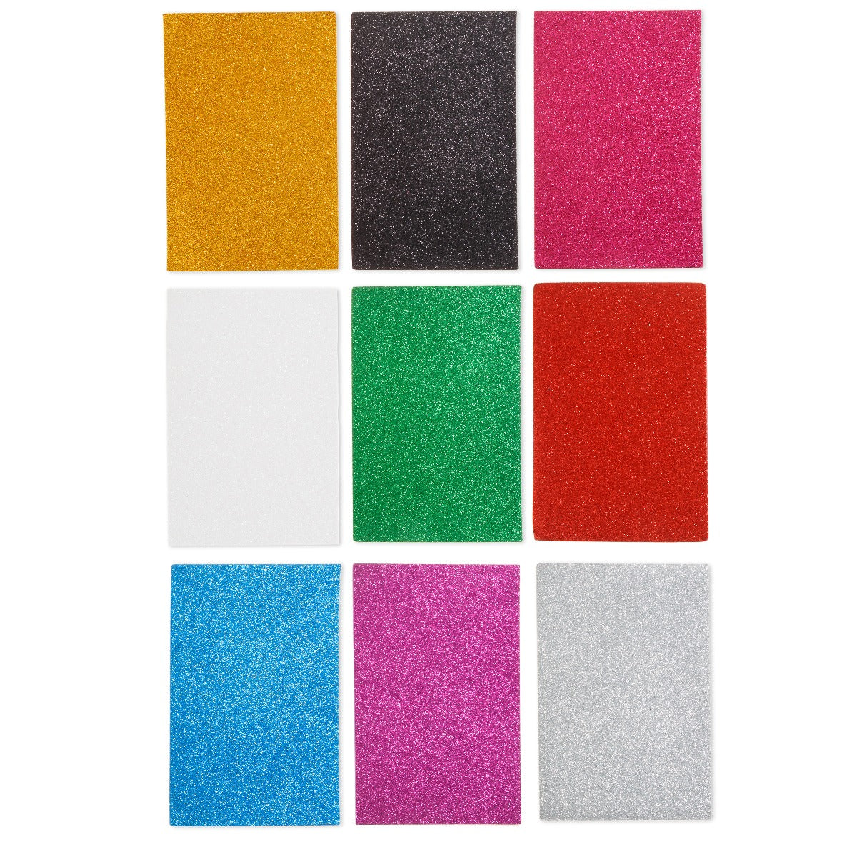 Self-Adhesive Glitter Foam Sheets - Basic Colors - 6 x 9 in - 12 Sheets