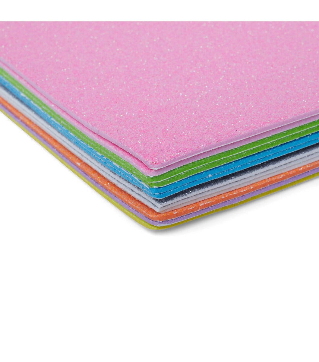 Self-Adhesive Glitter Foam Sheets - Pastel Colors - 6 x 9 in - 12 Sheets