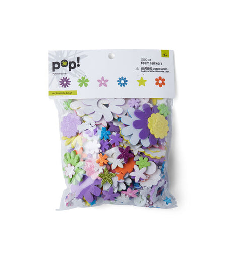 Foam Self-Adhesive Shapes 300/pkg - Flowers Solid And Glitter