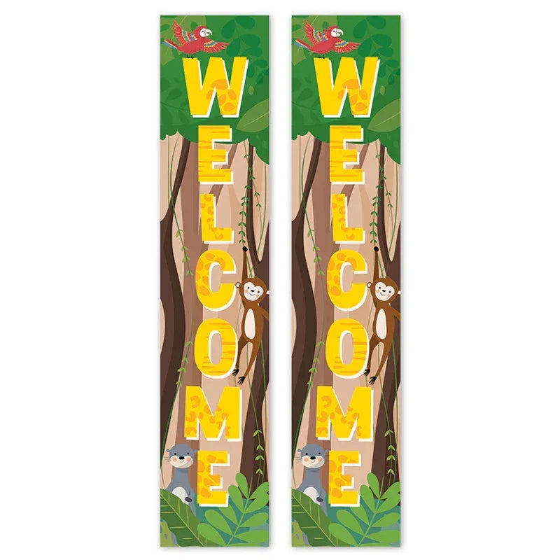 Jungle Friends Welcome Banner, 8"W x 39"H, Pack of 2
