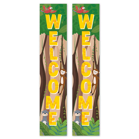 Jungle Friends Welcome Banner, 8"W x 39"H, Pack of 2