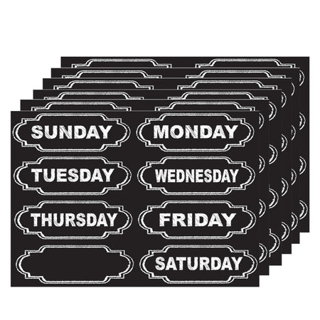 Die-Cut Chalkboard Days of the Week Magnets, 8 Per Pack, 6 Packs