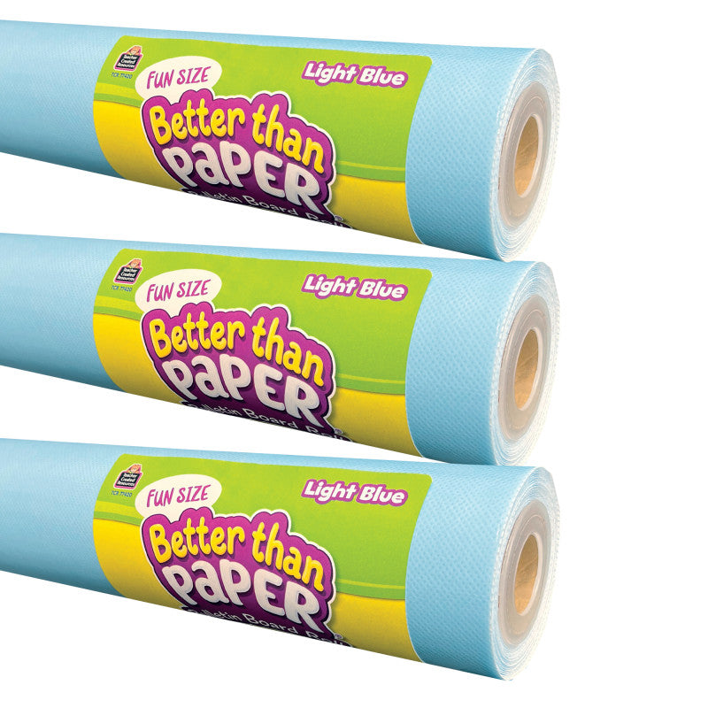 Fun Size Better Than Paper&reg; Bulletin Board Roll, 18" x 12', Light Blue, Pack of 3