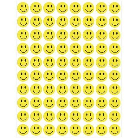 Hygloss Small Smiley Face Stickers, 1/2" Yellow 3 Sheets (1859)