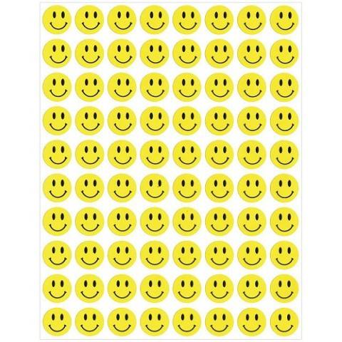 Hygloss Small Smiley Face Stickers, 1/2" Yellow 3 Sheets (1859)