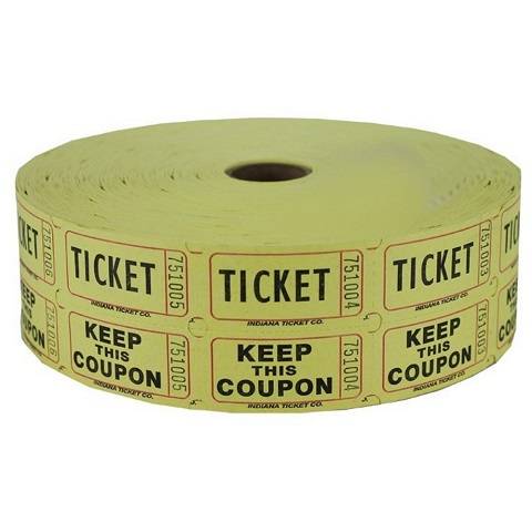 Double Roll Raffle Tickets, 2000ct, Yellow