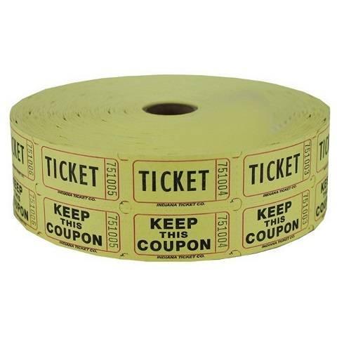Double Roll Raffle Tickets, 2000ct, Yellow
