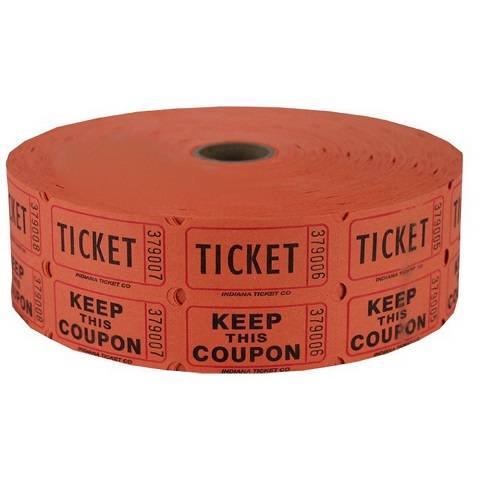 Double Roll Raffle Tickets, 2000ct, Orange