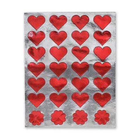 Hygloss Foil Red Hearts Stickers 20 Sheets (1863-1)